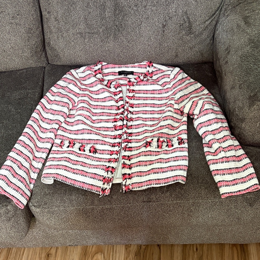 Talbots Pink and Black Striped Jacket